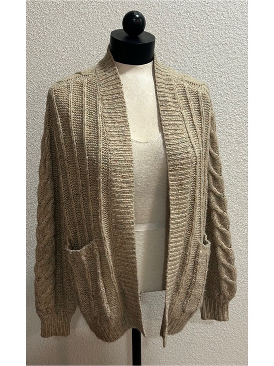 Madewell Sweaters - Madewell Chunky Cable Knit Wool Silk Blend Open Front Cardigan Sweater XXS Beige